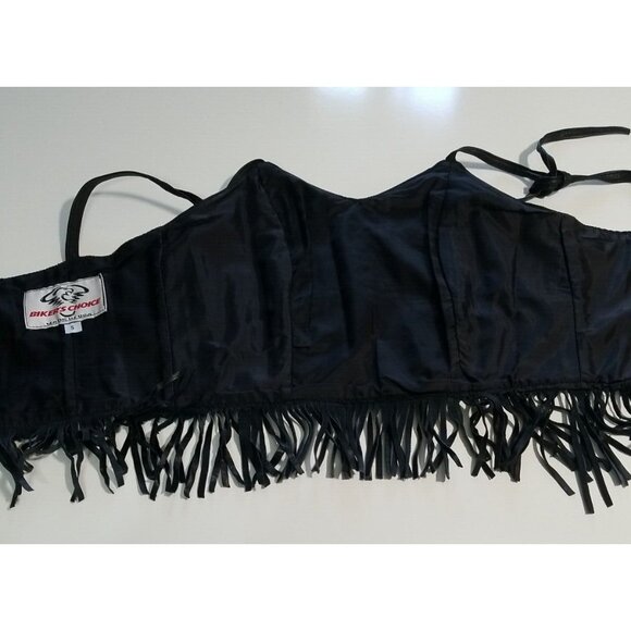 Bikers Choice Vtg  Fringe Crop Top S Black Festival Boho Biker - Picture 10 of 10